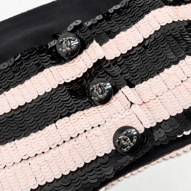 Chanel size 36 21C Sequins/Silk mini top black / pink