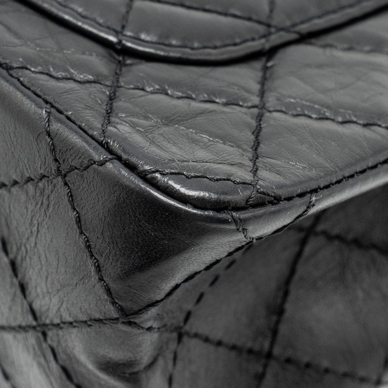 Chanel mini 2.55 reissue flap bag aged calfskin black GHW