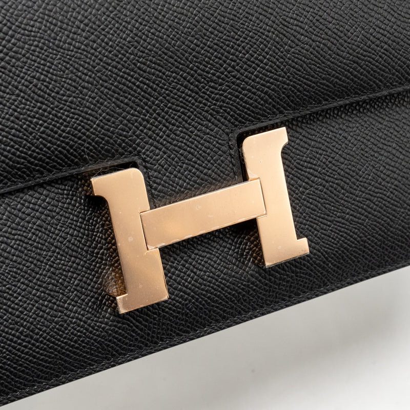 Hermes Constance Elan Epsom Black RGHW Stamp K