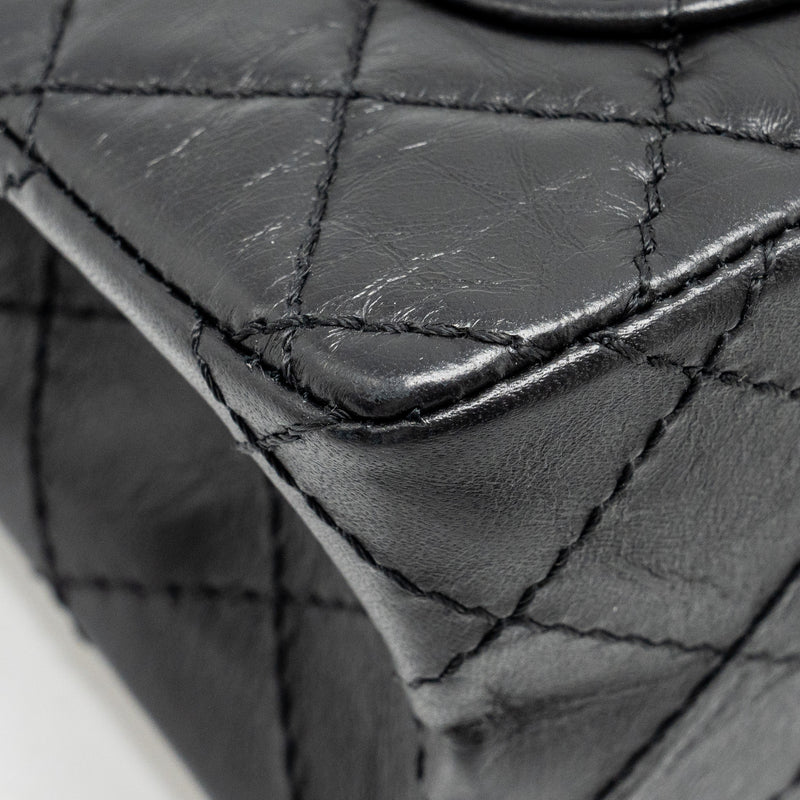 Chanel mini 2.55 reissue flap bag aged calfskin black GHW