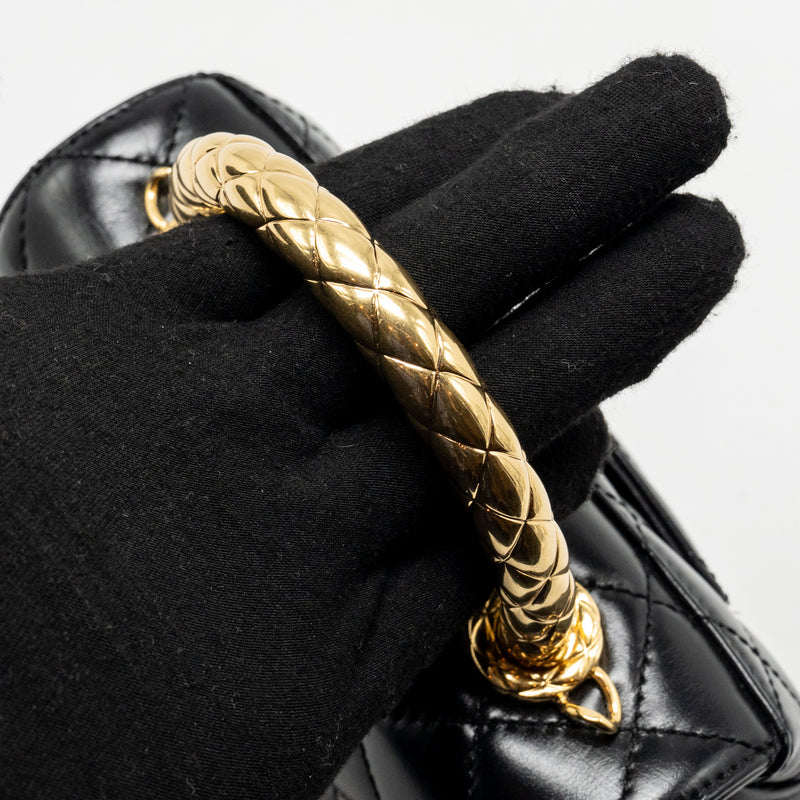 Chanel Metal Top Handle Coco Handle Mini Shiny Calfskin Black GHW (Microchip)