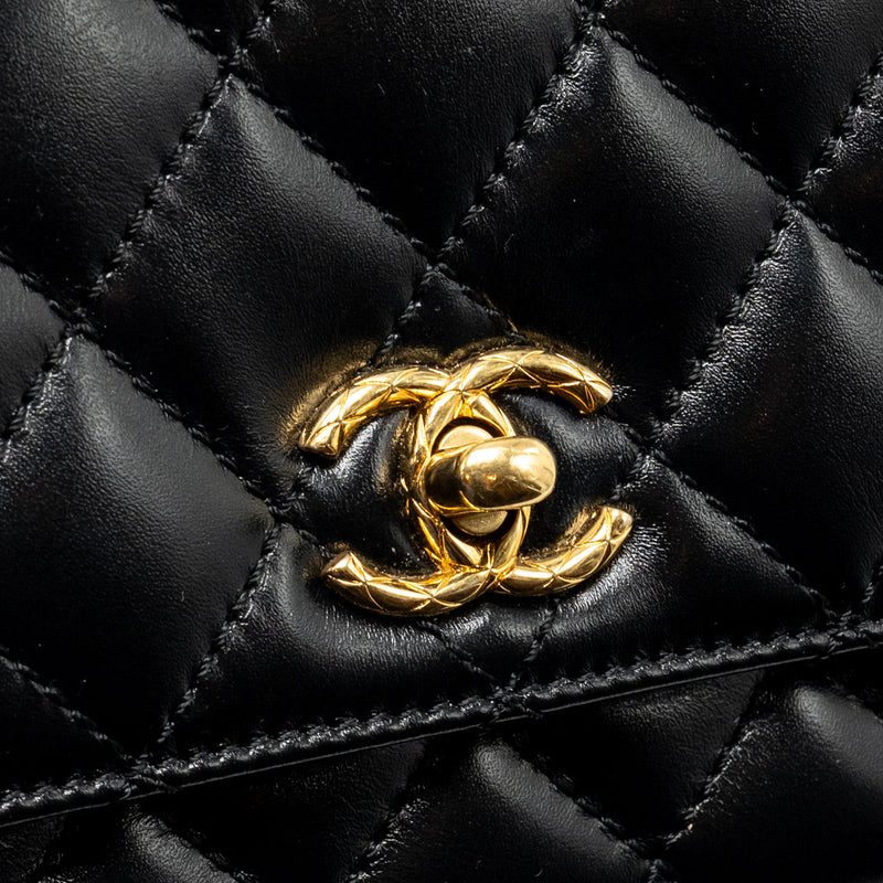 Chanel Metal Top Handle Coco Handle Mini Shiny Calfskin Black GHW (Microchip)