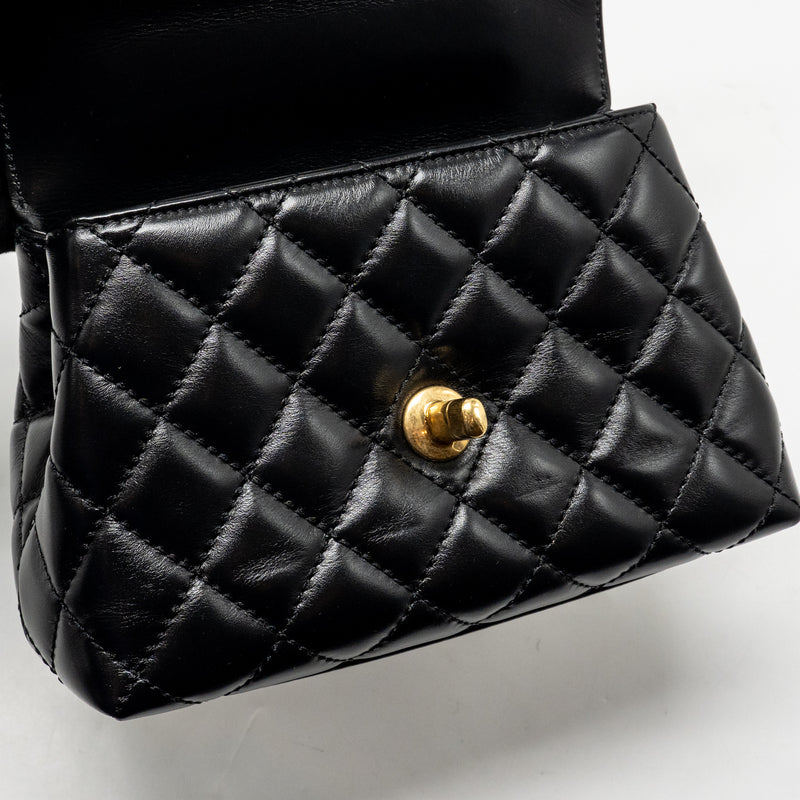 Chanel Metal Top Handle Coco Handle Mini Shiny Calfskin Black GHW (Microchip)