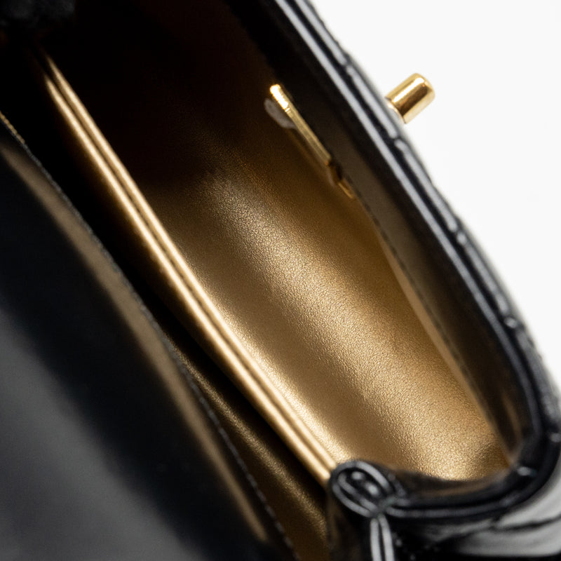 Chanel Metal Top Handle Coco Handle Mini Shiny Calfskin Black GHW (Microchip)