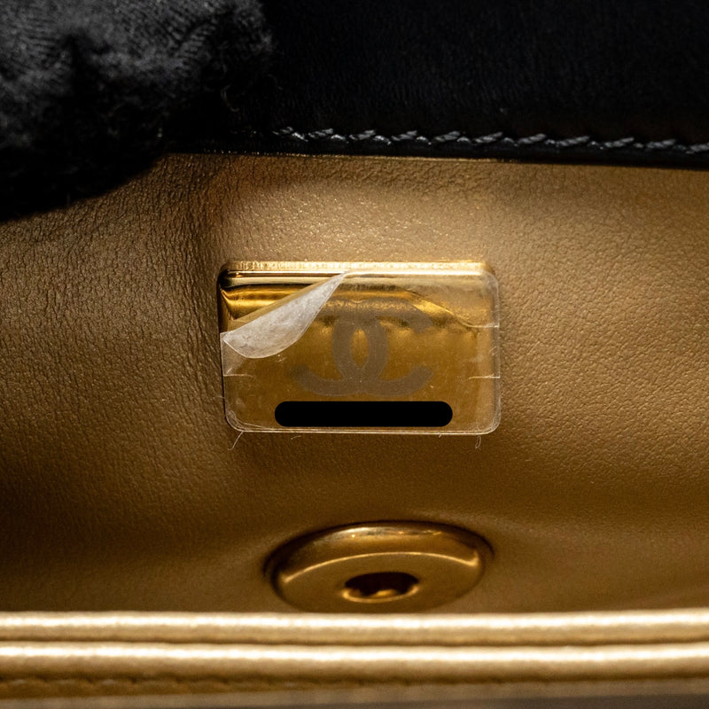 Chanel Metal Top Handle Coco Handle Mini Shiny Calfskin Black GHW (Microchip)