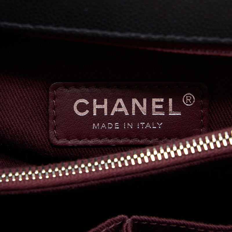 Chanel Medium Coco Handle Chevron Caviar Black SHW