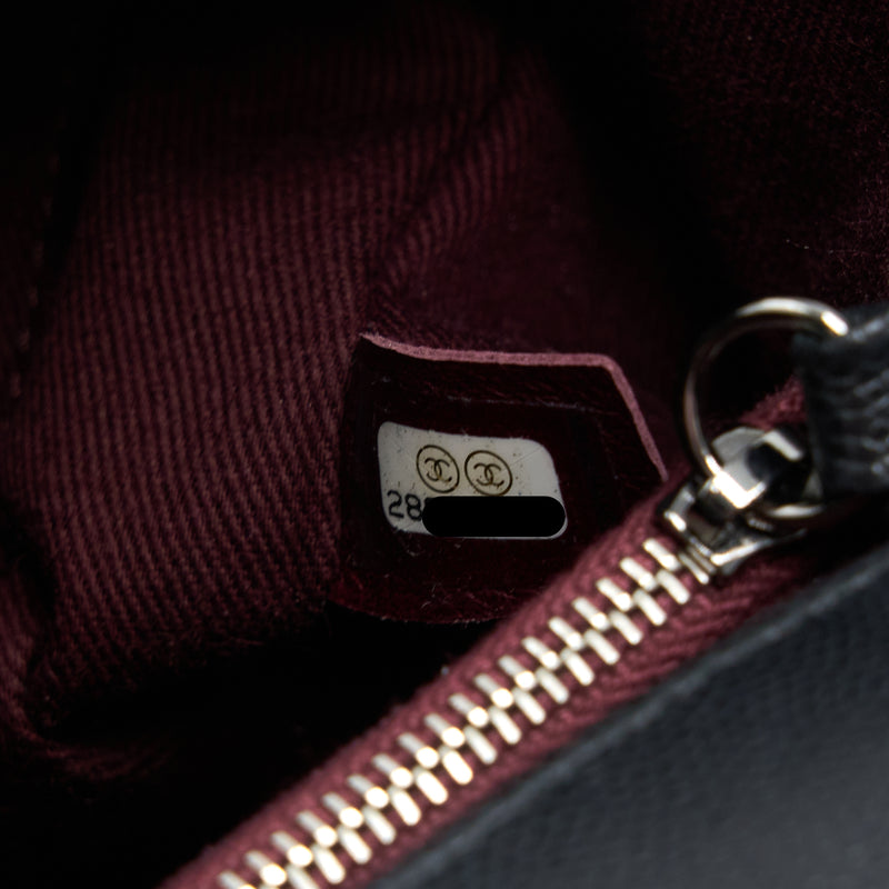 Chanel Medium Coco Handle Chevron Caviar Black SHW