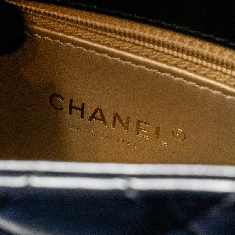 Chanel Metal Top Handle Coco Handle Mini Shiny Calfskin Black GHW (Microchip)