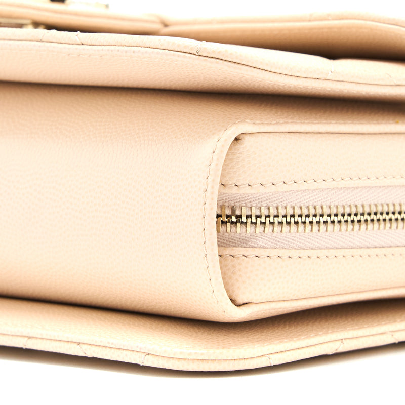 Chanel 21K Crossbody Bag Caviar Light Beige LGHW (Microchip)