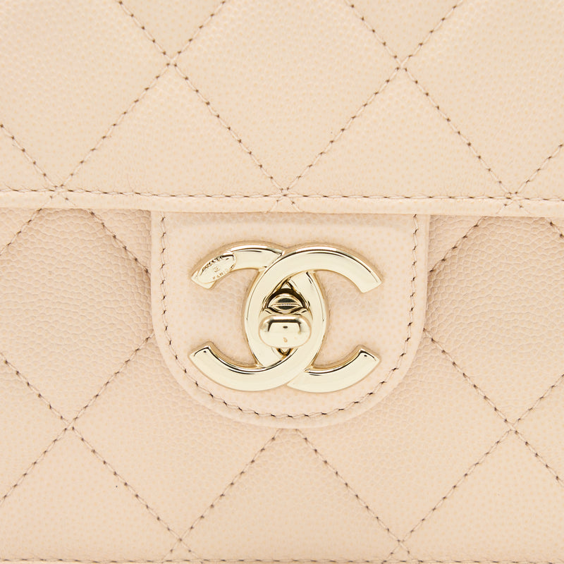 Chanel 21K Crossbody Bag Caviar Light Beige LGHW (Microchip)