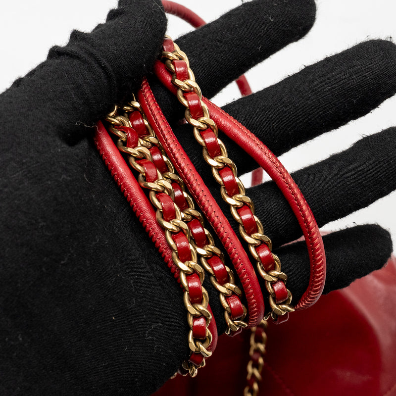 Chanel Mini 22 Bag Shiny Calfskin Red GHW (Microchip)