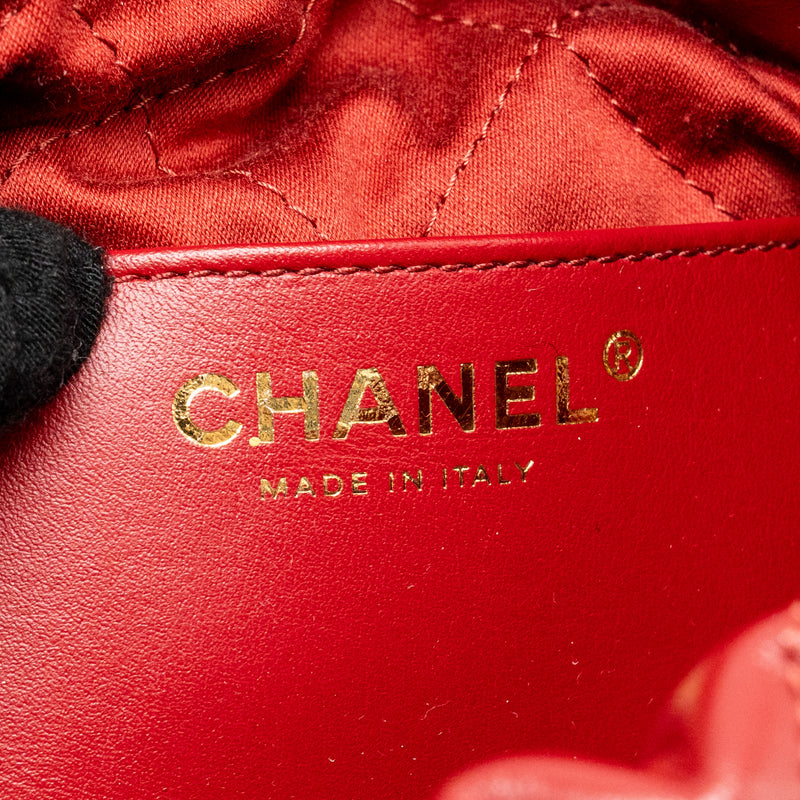 Chanel Mini 22 Bag Shiny Calfskin Red GHW (Microchip)