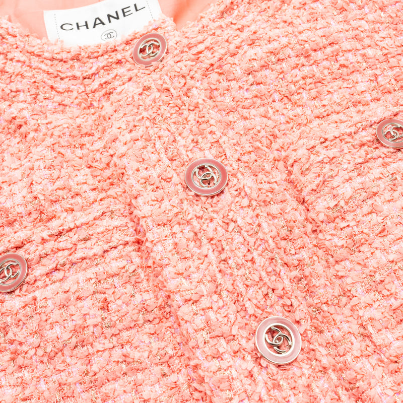 Chanel Size 36 20P Tweed Jacket Pink/Gold
