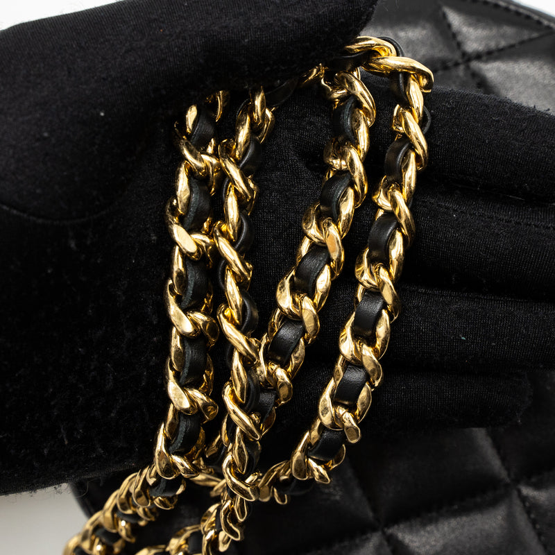 Chanel Round Vanity with Round Handle Crossbody Bag Lambskin Black GHW (Microchip)