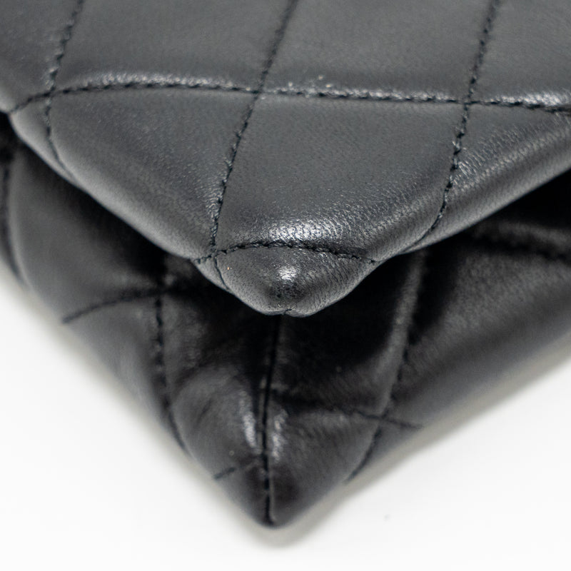 Chanel Coco Charms Chain Quilted Pouch Bag Lambskin Black LGHW