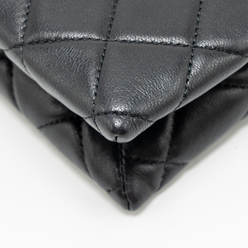 Chanel Coco Charms Chain Quilted Pouch Bag Lambskin Black LGHW