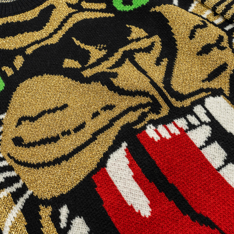 Gucci Size S Jacquard Tiger Sweater Wool/Metallised Fiber Gold/Black/Green