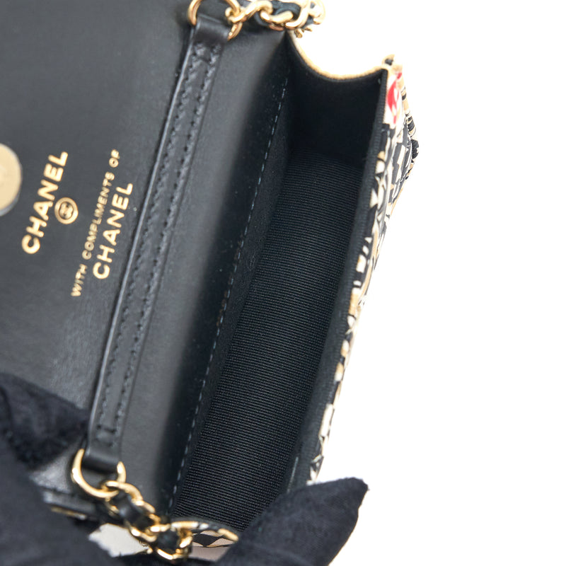 Chanel Mini Flap Bag with Chain Fabric Multicolour LGHW (Microchip)