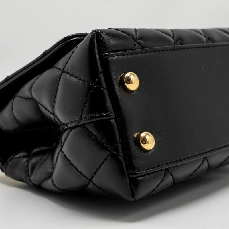 Chanel Metal Top Handle Coco Handle Mini Shiny Calfskin Black GHW (Microchip)