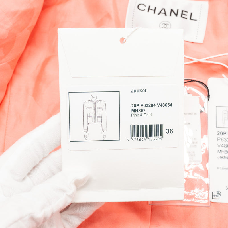 Chanel Size 36 20P Tweed Jacket Pink/Gold
