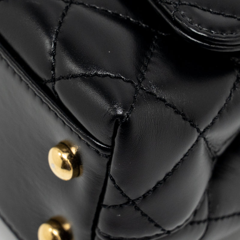 Chanel Metal Top Handle Coco Handle Mini Shiny Calfskin Black GHW (Microchip)