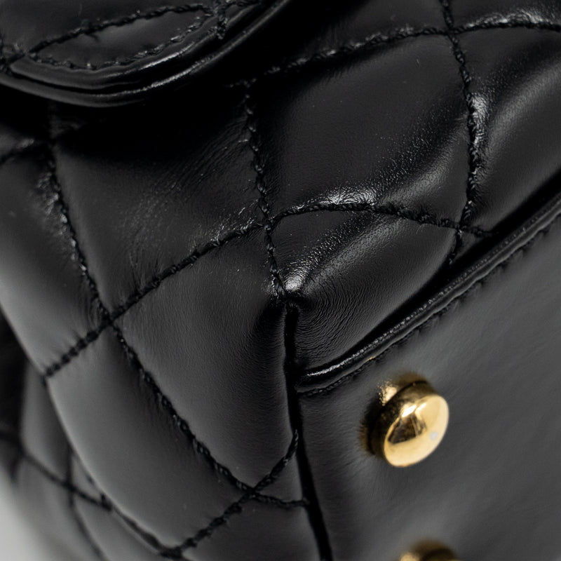 Chanel Metal Top Handle Coco Handle Mini Shiny Calfskin Black GHW (Microchip)