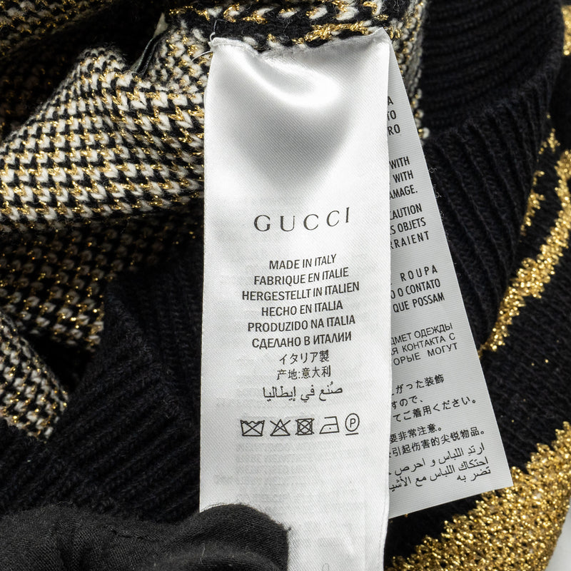 Gucci Size S Jacquard Tiger Sweater Wool/Metallised Fiber Gold/Black/Green
