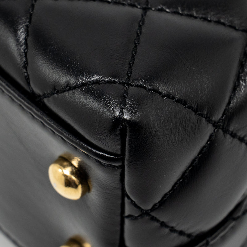 Chanel Metal Top Handle Coco Handle Mini Shiny Calfskin Black GHW (Microchip)