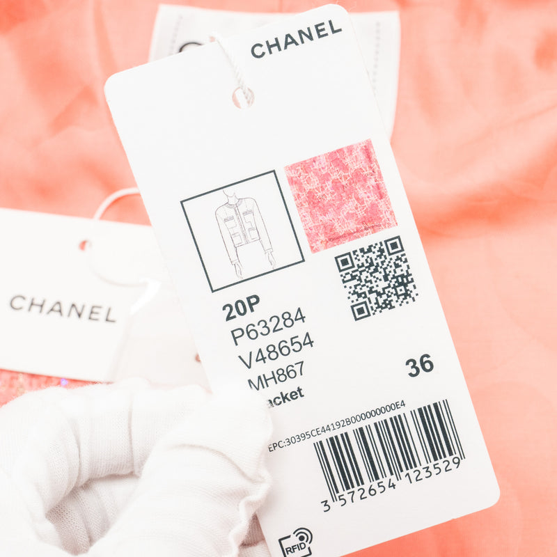 Chanel Size 36 20P Tweed Jacket Pink/Gold