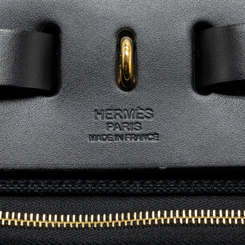 Hermes herbag 31 zip bag canvas / hunter leather black GHW stamp U