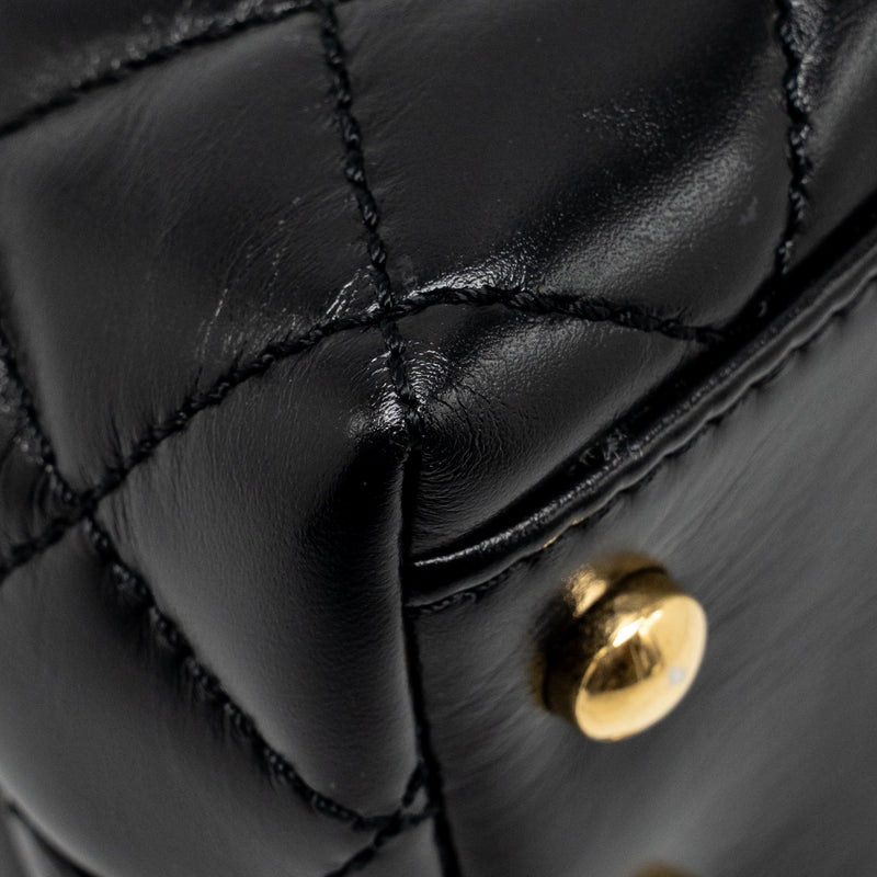 Chanel Metal Top Handle Coco Handle Mini Shiny Calfskin Black GHW (Microchip)