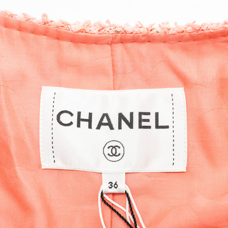 Chanel Size 36 20P Tweed Jacket Pink/Gold