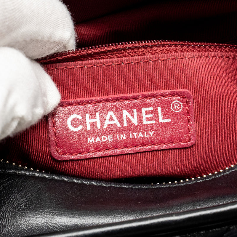 Chanel Small Gabrielle Hobo Bag Chevron Calfskin Black Multicolour Hardware