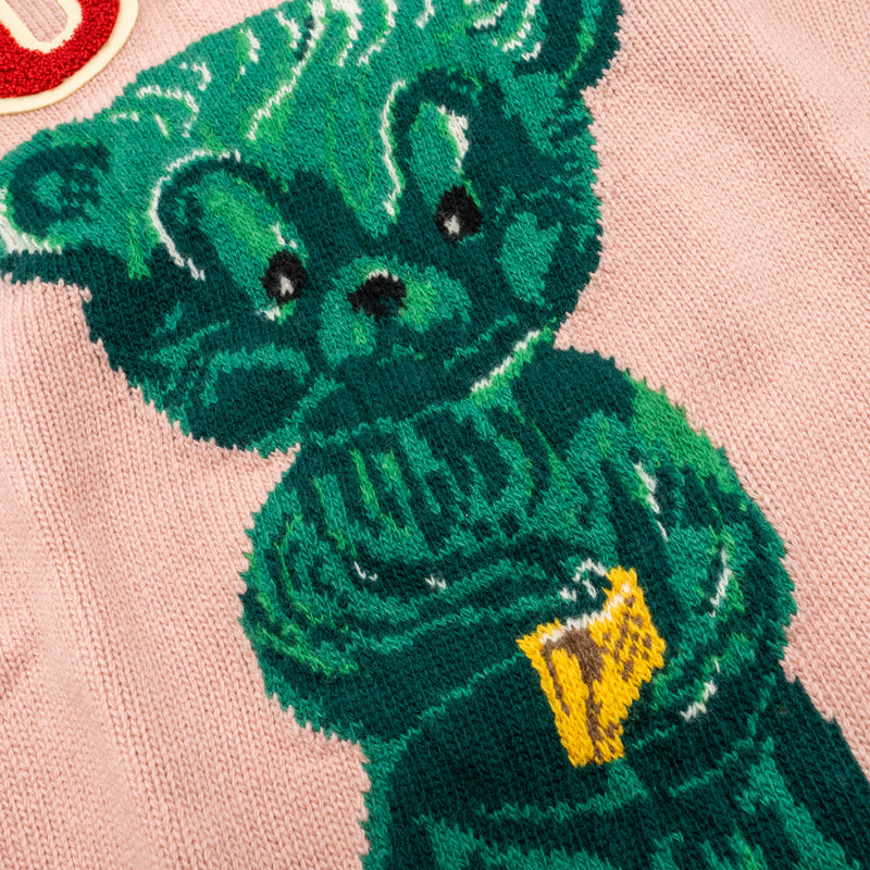 Gucci Size S Teddy Bear Sweater with Terrycloth Gucci Patch Wool Rose