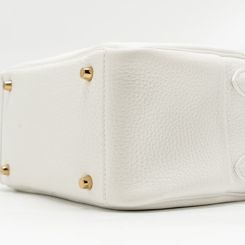 Hermes Mini Lindy II Clemence New White GHW Stamp W
