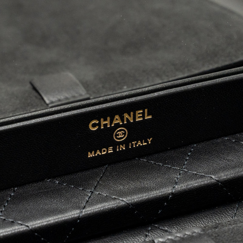 Chanel quilted jewellery box lambskin black LGHW (Microchip)