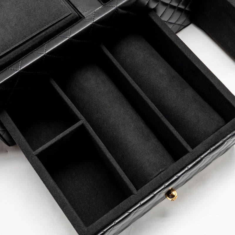 Chanel quilted jewellery box lambskin black LGHW (Microchip)