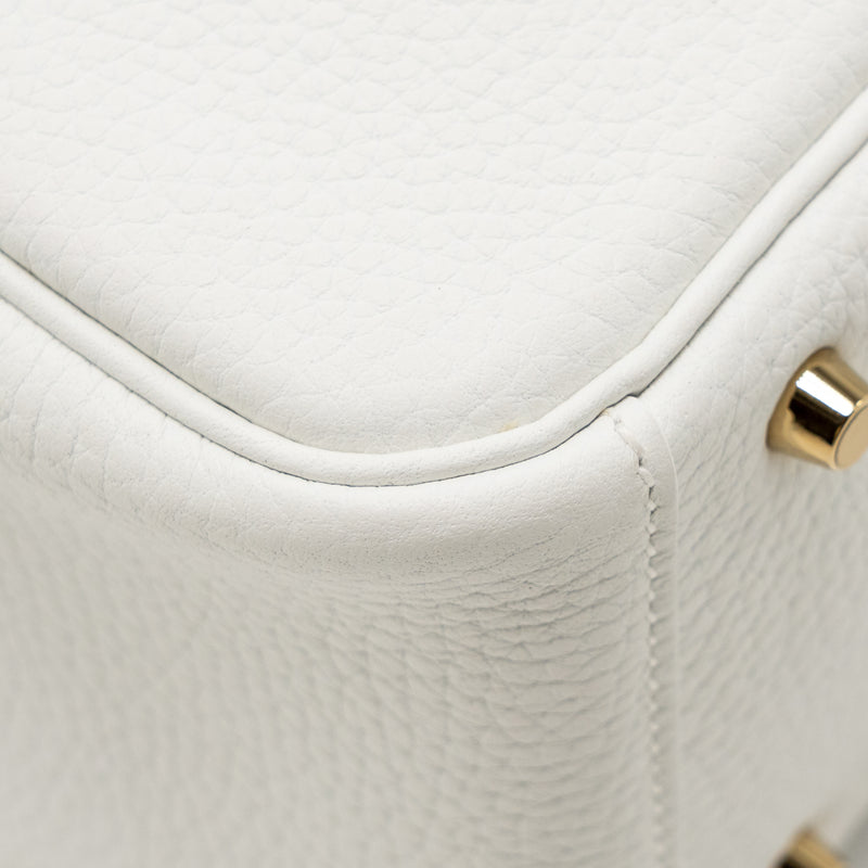 Hermes Mini Lindy II Clemence New White GHW Stamp W