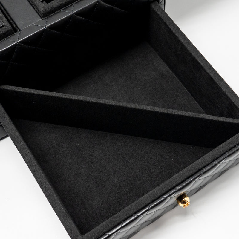 Chanel quilted jewellery box lambskin black LGHW (Microchip)