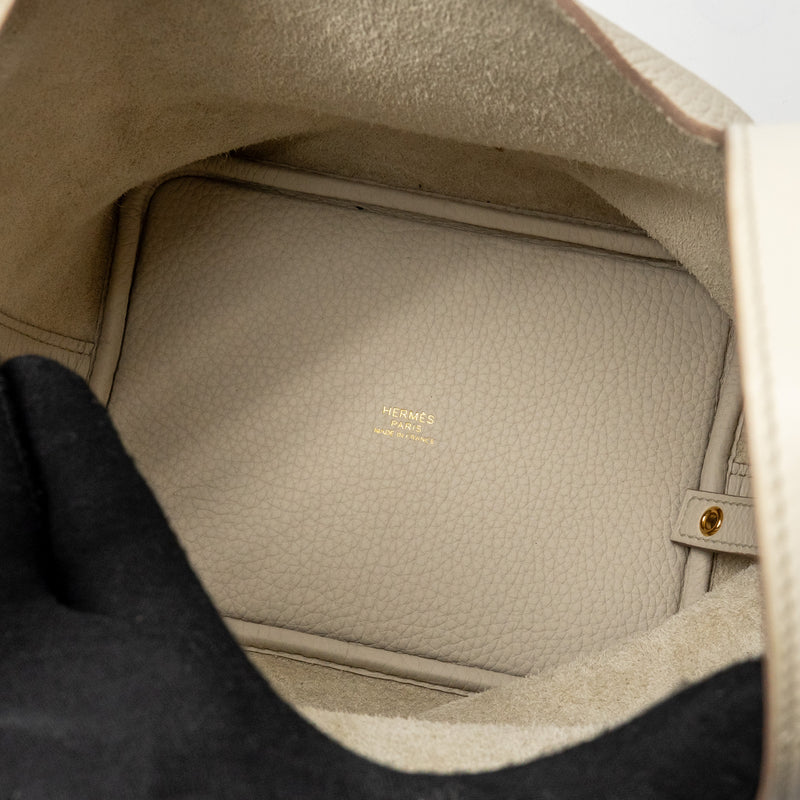 Hermes Picotin 18 Lock Bag Ostrich Touch/Clemence Beton GHW Stamp B