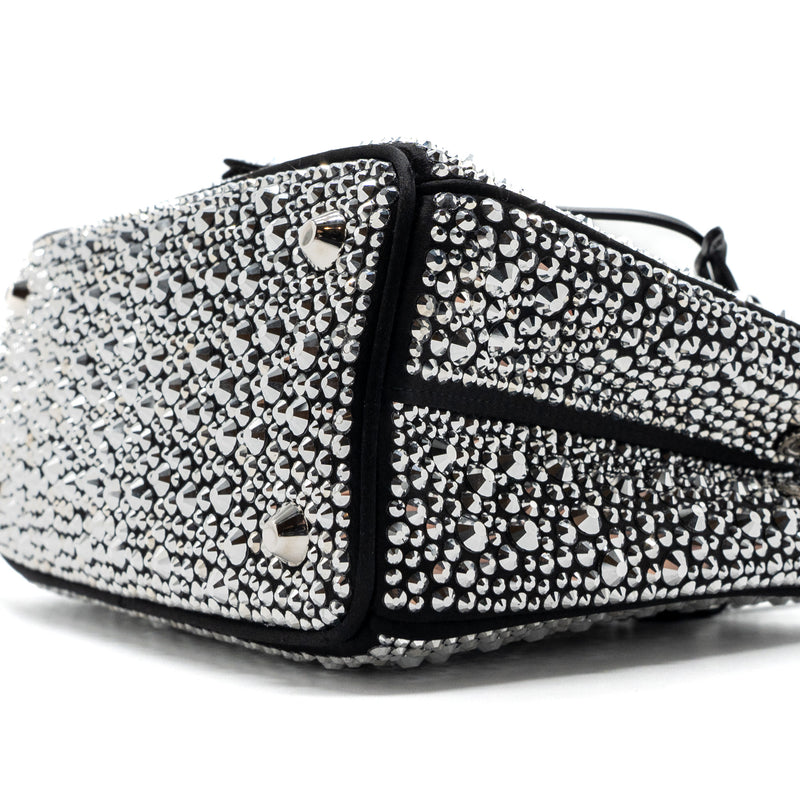 Prada Galleria Satin Mini Bag With Crystal Black SHW