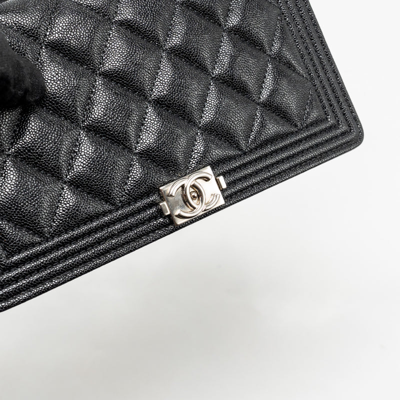 Chanel Boy Long Wallet Shiny Grained Calfskin Black SHW