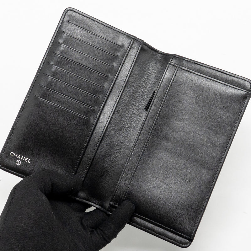 Chanel Boy Long Wallet Shiny Grained Calfskin Black SHW