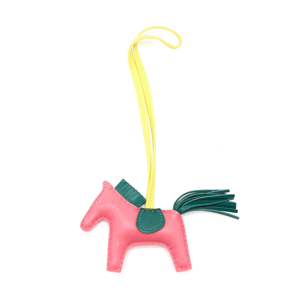 Hermes Rodeo PM Bag Charm Pink/Dark Green/Yellow Stamp A