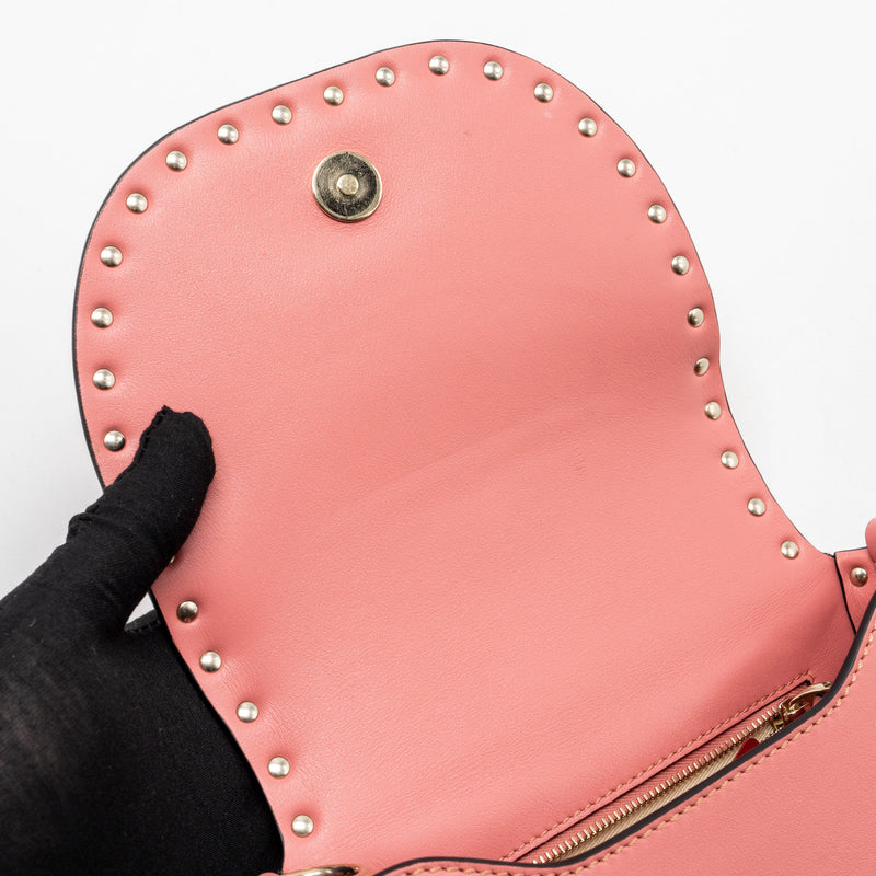 Valentino half moon flap bag calfskin pink LGHW
