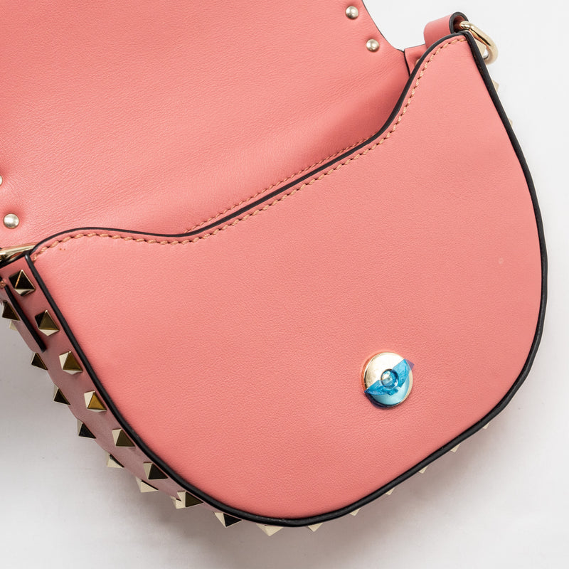 Valentino half moon flap bag calfskin pink LGHW