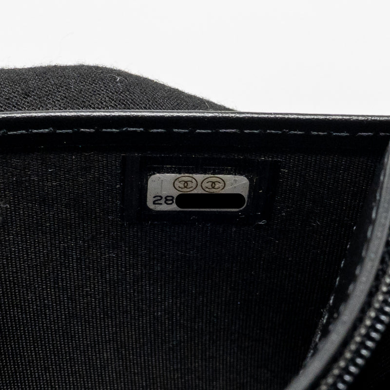 Chanel Boy Long Wallet Shiny Grained Calfskin Black SHW