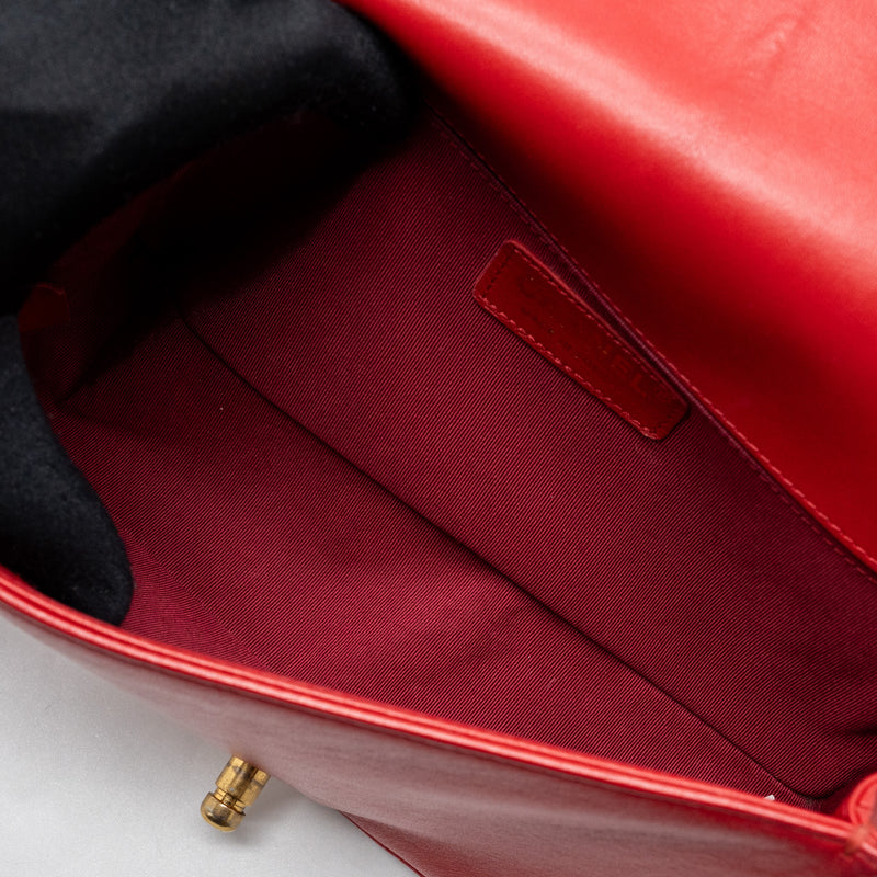 Chanel Medium Boy Bag Lambskin Red Brushed GHW