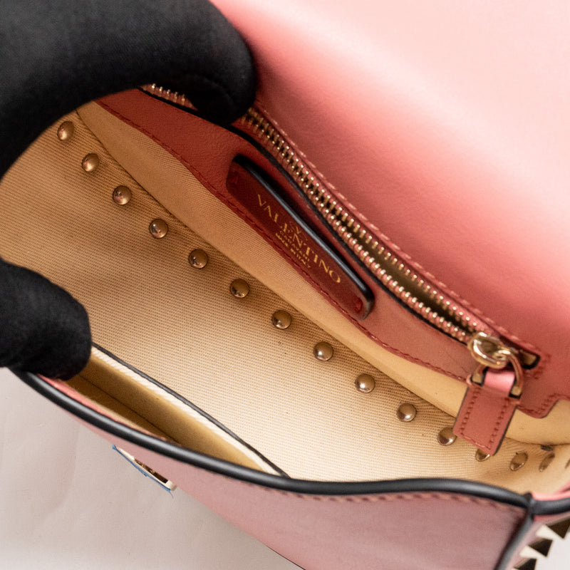 Valentino half moon flap bag calfskin pink LGHW