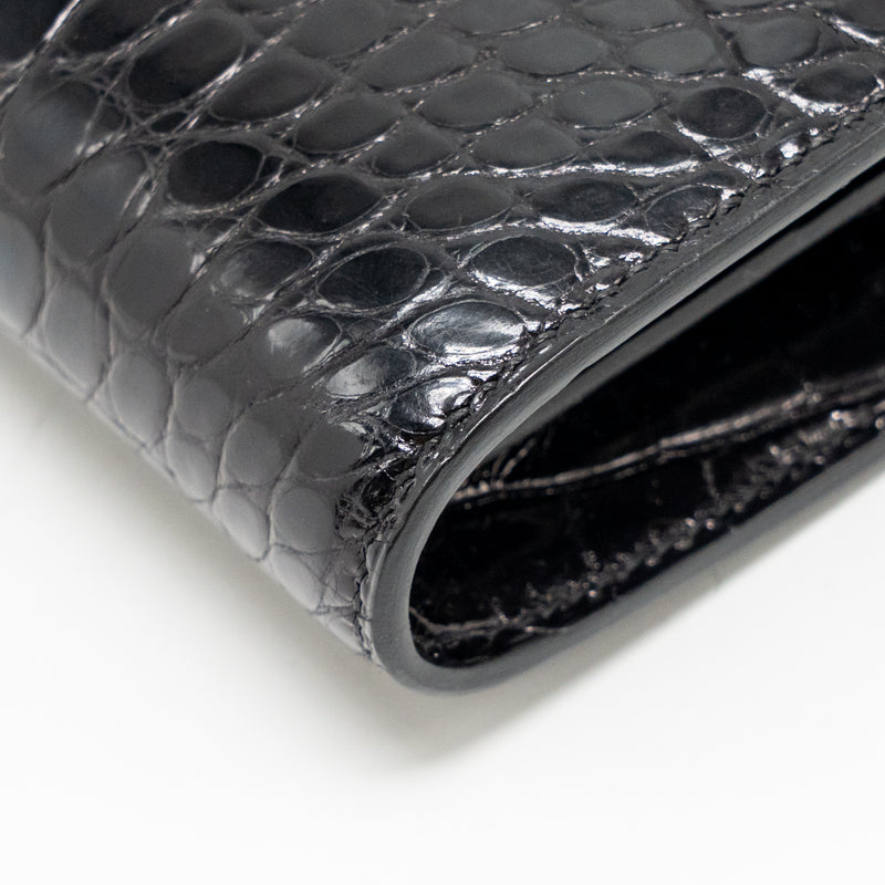 HERMES Constance To Go Alligator Mississippiensis Black with black Hardware Stamp Z